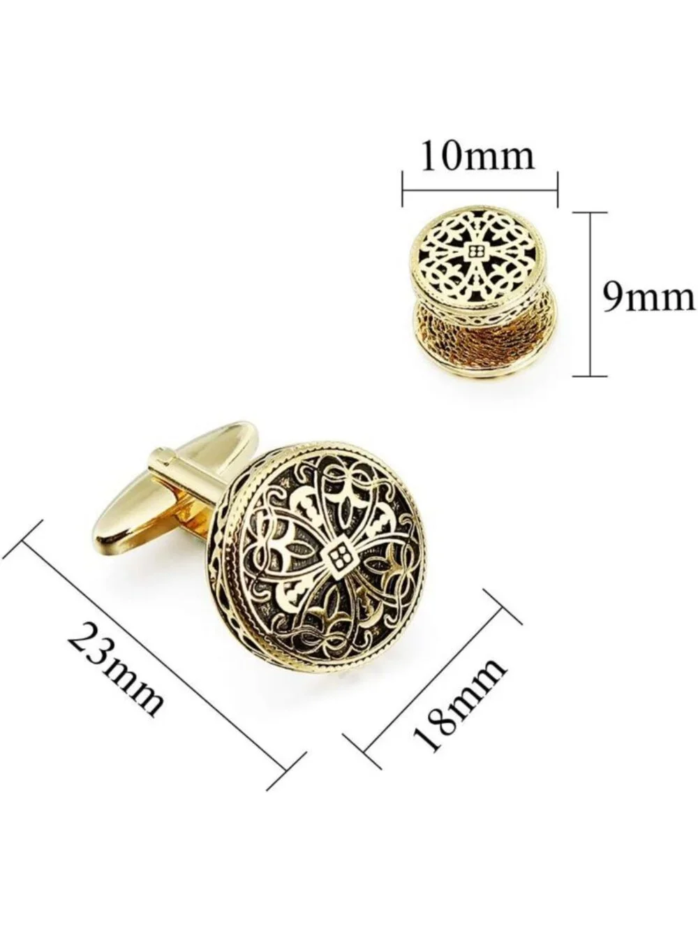 Elegant Gold Cufflinks & Tuxedo Studs Set for Men - Perfect Gift for Weddings